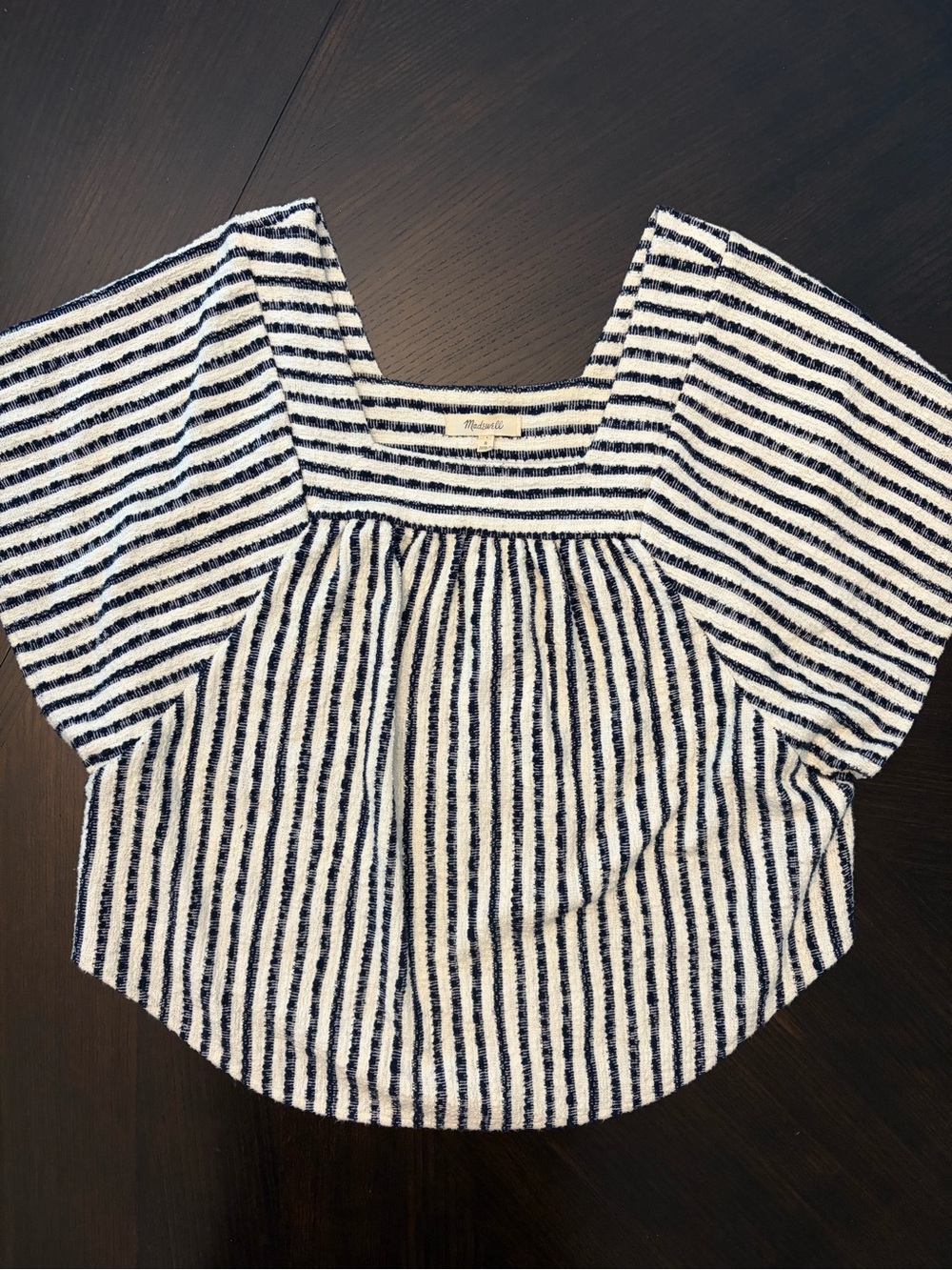 Madewell Texture & Thread Butterfly Stripe Top Blue and Ivory Size Small